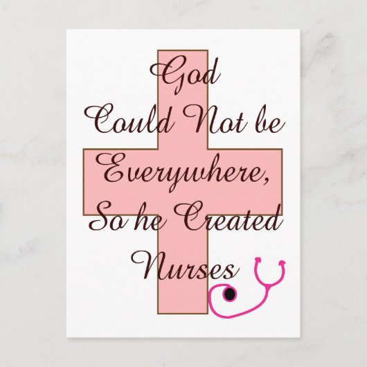 神はどこでも行くことができなかったナースピンクの十字架 ポストカード (正面)