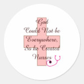 神はどこでも行くことができなかったナースピンクの十字架 ラウンドシール (正面)