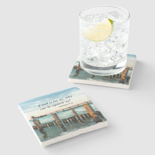 神はもし我々に対してローマ人の8時31分に反対できる ストーンコースター (横)