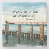 神はもし我々に対してローマ人の8時31分に反対できる ストーンコースター (正面)