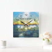 神はよいですいつも引用します スクエア壁時計 (ホーム)