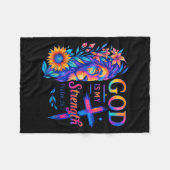 神はわたしの力 詩篇 28:7 ライオンTシャツ フリースブランケット (正面(横))