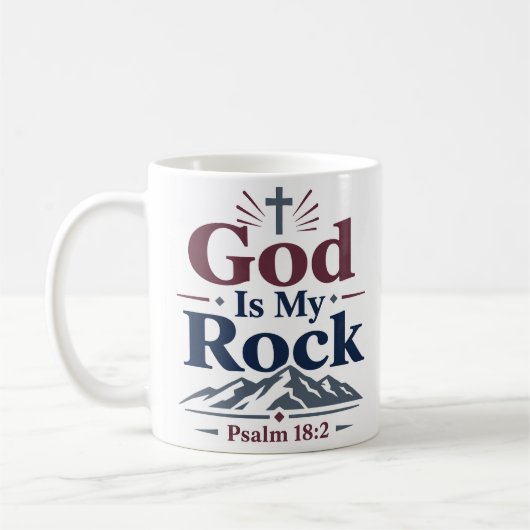 神はわたしの岩 Motivational Scripture 引用句 コーヒーマグカップ (左)