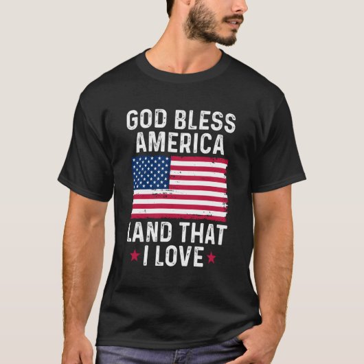 神はアメリカの土地を愛する愛する愛国心 Tシャツ (正面)