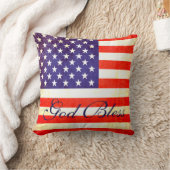 神はアメリカの旗の枕を賛美します クッション (ブランケット)