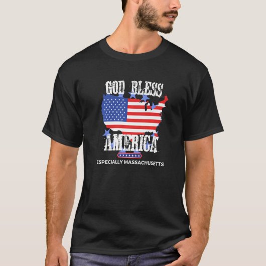 神はアメリカを祝福する特にマサチューセッツの米国の状態 Tシャツ (正面)