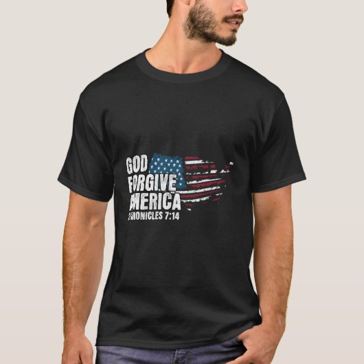 神はアメリカ愛国的な聖書の悔い改めを許す Tシャツ (正面)