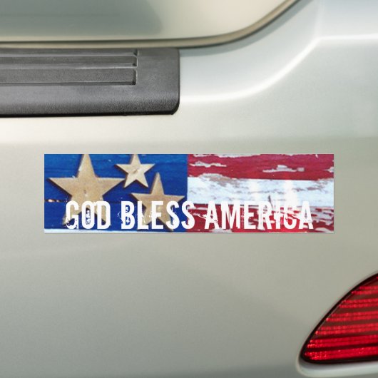 神はアメリカ米国の旗のバンパーステッカーの芸術を賛美します バンパーステッカー (車上)