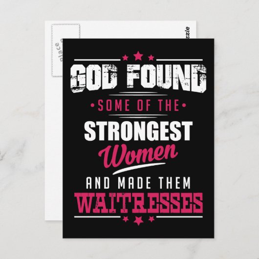 神はウェイトレスをユーモアのセンスに溢れた職業にしてくれた ポストカード (正面/裏面)