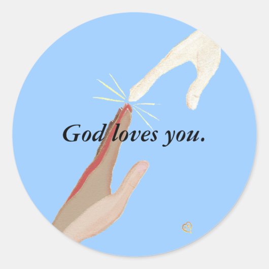 神はエネルギーを愛し、人種数々の的なハンズステッカー ラウンドシール (正面)