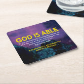 神はエペソ3:20感動的聖なる書物、 経典 スクエアペーパーコースター (アングル)