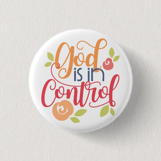 神はキリスト教の信仰を支配している 缶バッジ (正面)