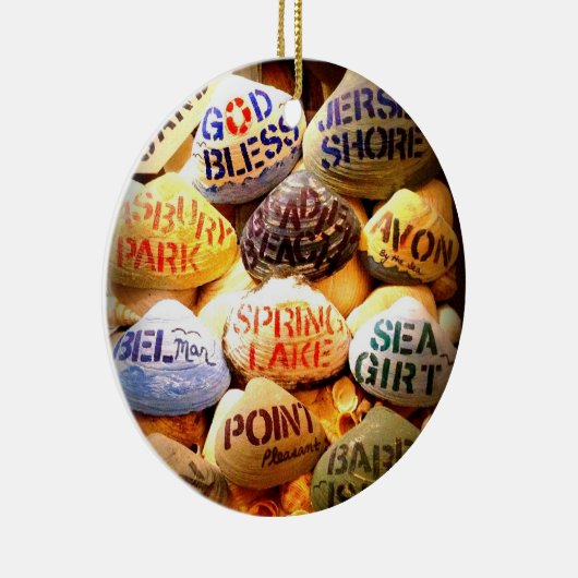 神はジャージーの海岸-クリスマスのオーナメント--を賛美します セラミックオーナメント (右)