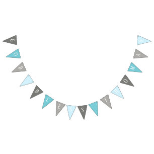 神はトマスの青および灰色の洗礼の旗を賛美します バンティングフラッグ