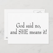 神はノーと言い、彼女はそれを意味する ポストカード (正面/裏面)