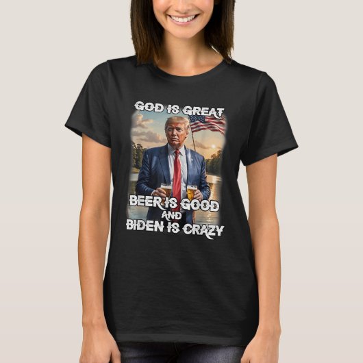 神はビ素晴らしールでバイデン氏は熱狂する Tシャツ (正面)