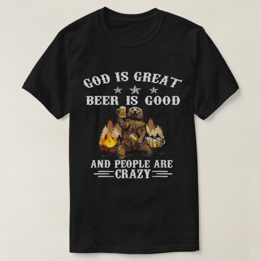 神はビ素晴らしールで人はビ熱狂するーだ Tシャツ (デザイン正面)
