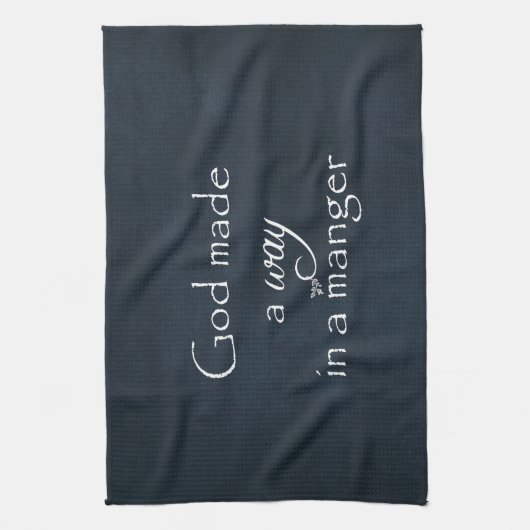 神はマンガーの引用文で道を開いた キッチンタオル (縦)