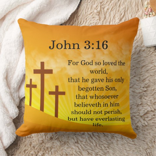 神は世を愛されたヨハネ3:16装飾用クッション クッション (ブランケット)