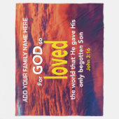 神は世界のキリスト教のバイブル家庭を非常に愛していたので フリースブランケット (正面)