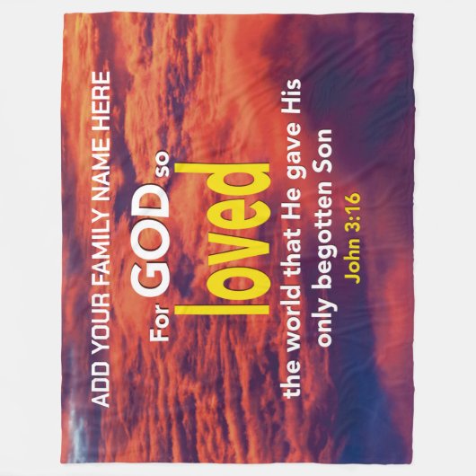 神は世界のキリスト教のバイブル家庭を非常に愛していたので フリースブランケット (正面)