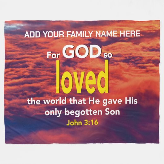 神は世界のキリスト教のバイブル家庭を非常に愛していたので フリースブランケット (正面(横))