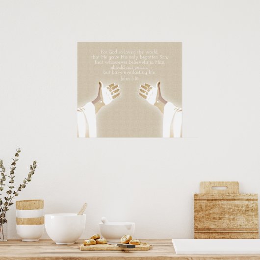 神は世界を愛されたからであるヨハネ3-16 ポスター (キッチン)