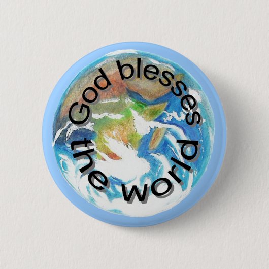 神は世界を祝福し、ボタン 缶バッジ (正面)