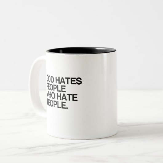 神は人を憎む人を憎む ツートーンマグカップ (正面左)
