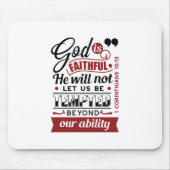 神は信実なり – 1コリント10章13節 聖書の言葉 マウスパッド (正面)