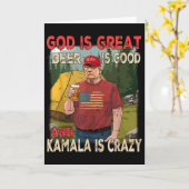 神は偉大なり ビールは美味い カマラはクレイジーで面白い トランプ カード (黄色い花)