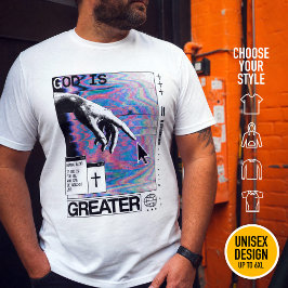 神は偉大なり モダン キリスト教 ストリートウェア シンセ Tシャツ