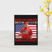 神は偉大、ビールは良い、カマラはクレイジーに楽しい カード (黄色い花)