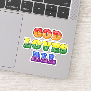 "神は全てを愛する" ゲイ/LGBTQIA+/クィアのクリスチャンのプライド シール