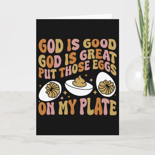 神は善い 神は偉大だ 私の皿に卵を置いて カード (正面)