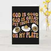 神は善い 神は偉大だ 私の皿に卵を置いて カード (黄色い花)