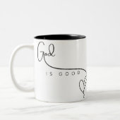 神は善やる気を起こさせる信鬼だ ツートーンマグカップ (左)