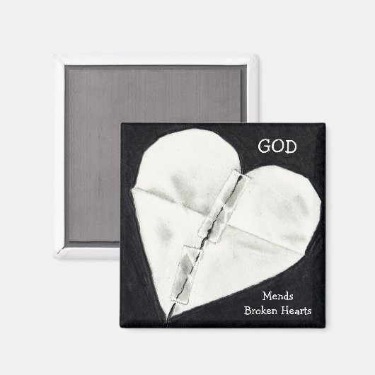 神は壊れたハートを修復：鉛筆現実主義 マグネット (正面/裏面)