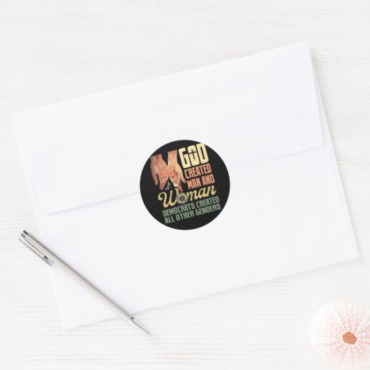 神は女性の男性を創造し、民主党員はすべての人を創造した ラウンドシール (封筒)