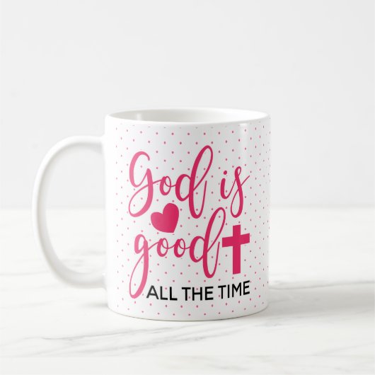 神は常に良い水玉模様・クリスチャン コーヒーマグカップ (左)