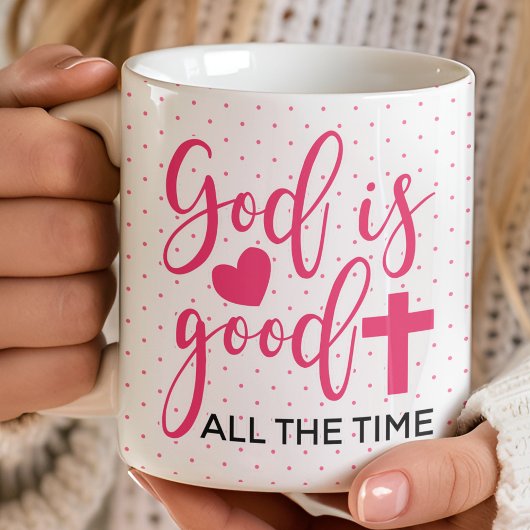 神は常に良い水玉模様・クリスチャン コーヒーマグカップ