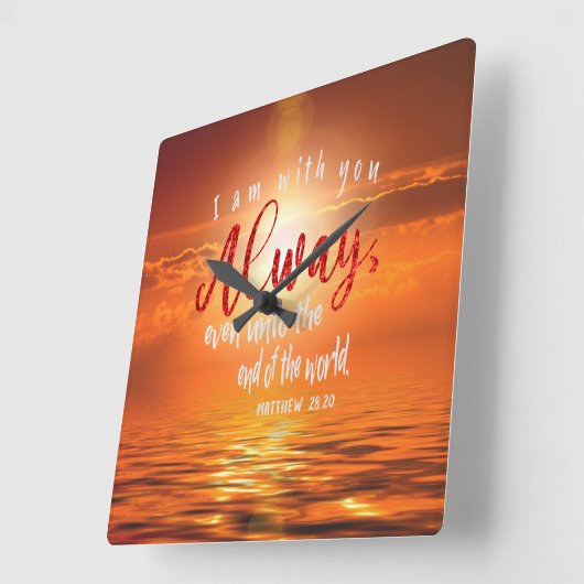 神は常にWiTh You海夕日 スクエア壁時計 (傾斜)