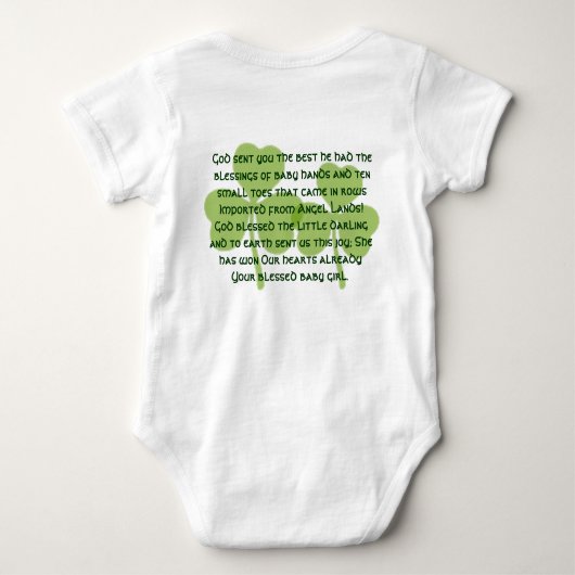 神は彼が最高の女子を産んだのを送った ベビーボディスーツ (裏面)