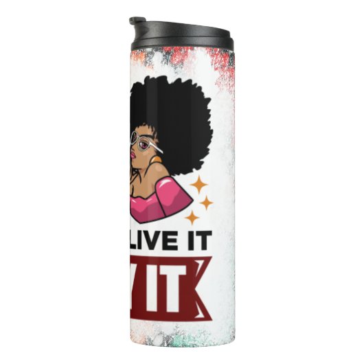 神は彼を信頼する計画を持っているブラッククイーンメラニンポピ タンブラー (回転右)