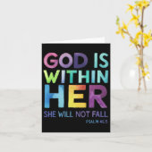 神は彼女と共に、彼女は決して失敗しない。詩篇46:5 信仰 カード (黄色い花)