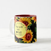 神は彼女の内にあり、彼女はヒマワリ秋しない ツートーンマグカップ (正面左)