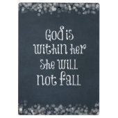 神は彼女の内にあり、彼女は聖書の聖句を秋しない クリップボード (裏面)