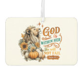 神は彼女の内にいる… カーエアーフレッシュナー (裏面)