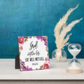 神は彼女の聖句の中にあるピンクのフローラリース フォトプラーク (インサイチュ)