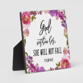 神は彼女の聖句の中にあるピンクのフローラリース フォトプラーク (正面)